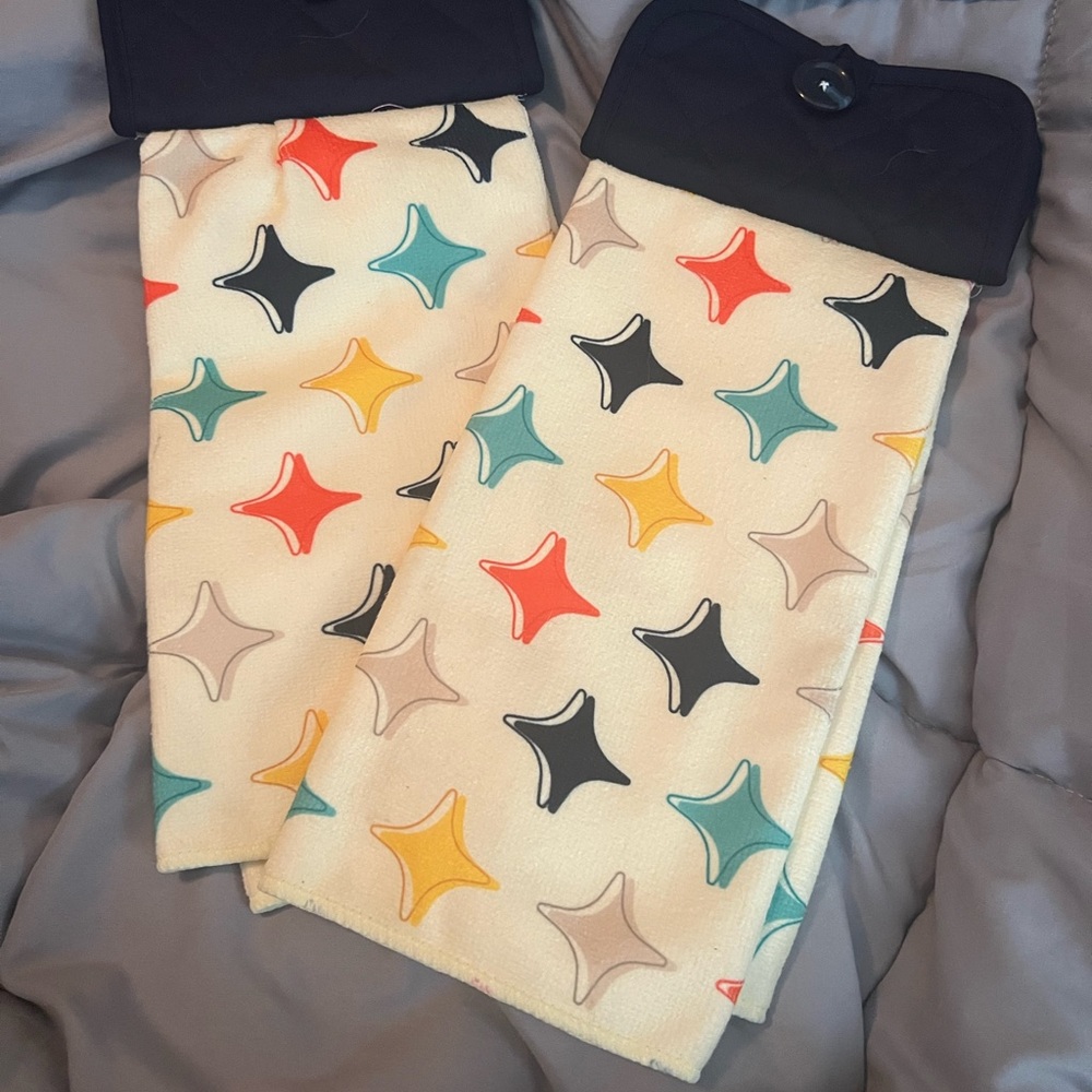 Star Patterned Kitchen Towels - Multicolor
